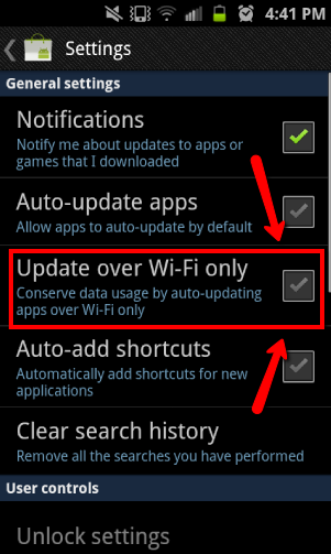 How to set the play store to download apps over wifi only 